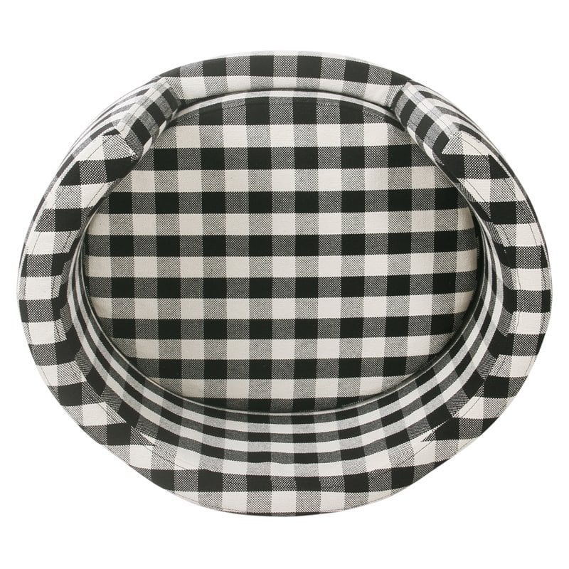 HomePop Traditional Cotton Plaid Pattern Decorative Pet Bed in Mini Black