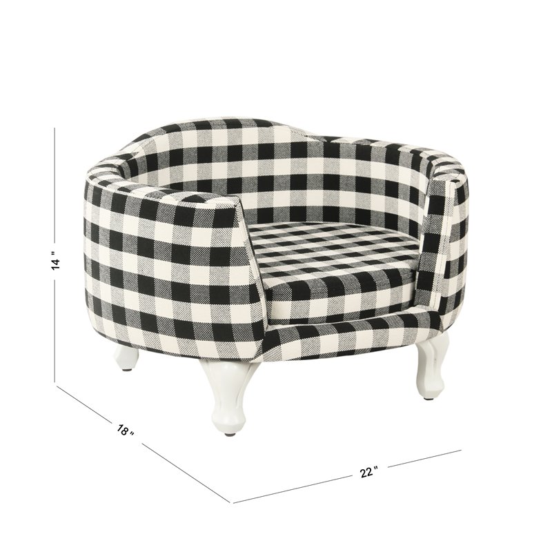 HomePop Traditional Cotton Plaid Pattern Decorative Pet Bed in Mini Black