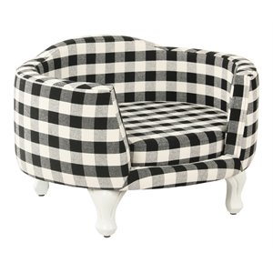 homepop traditional cotton plaid pattern decorative pet bed in mini black