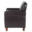 HomePop Transitional Faux Leather Accent Chair with Rolled Arms in Brown