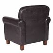 HomePop Transitional Faux Leather Accent Chair with Rolled Arms in Brown