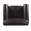 HomePop Transitional Faux Leather Accent Chair with Rolled Arms in Brown