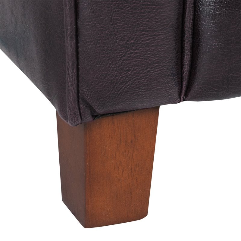 HomePop Transitional Faux Leather Accent Chair with Rolled Arms in Brown
