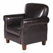 HomePop Transitional Faux Leather Accent Chair with Rolled Arms in Brown