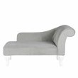 HomePop Traditional Wood and Velvet Diva Juvenile Chaise Lounge in Gray