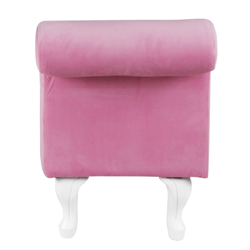 HomePop Traditional Wood and Velvet Juvenile Chaise Lounge in Pink Finish