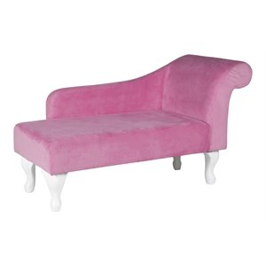 homepop traditional wood and velvet juvenile chaise lounge in pink finish