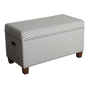homepop cameron transitional wood and fabric storage bench in gray finish