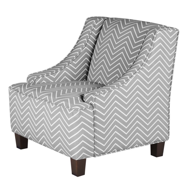 HomePop Cameron Wood and Fabric Juvenile Swoop Arm Accent Chair in Gray