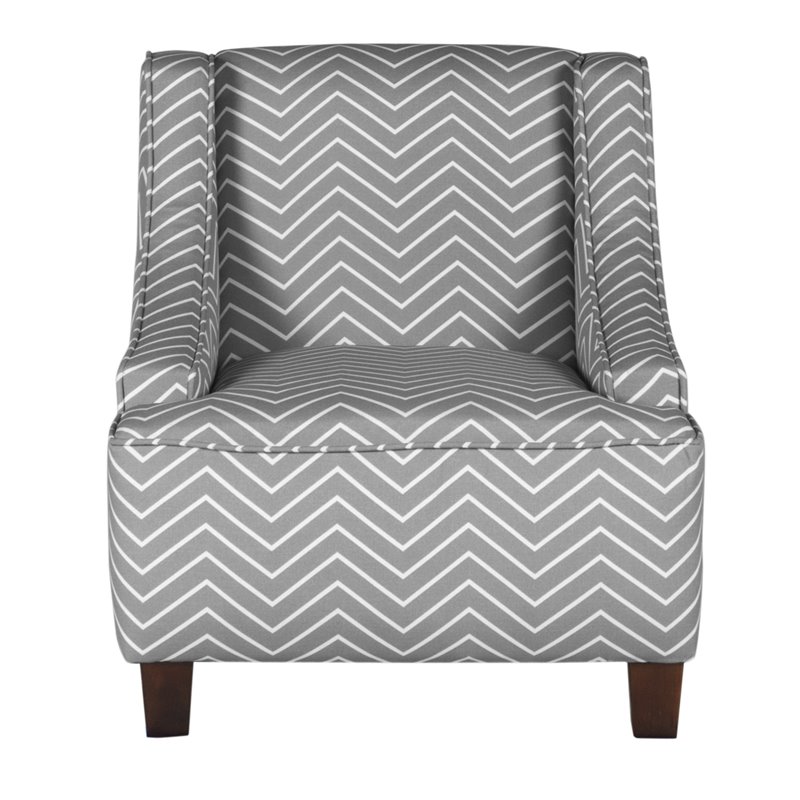 HomePop Cameron Wood and Fabric Juvenile Swoop Arm Accent Chair in Gray