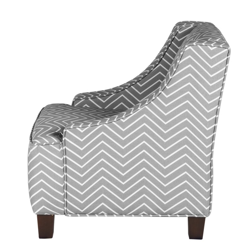 HomePop Cameron Wood and Fabric Juvenile Swoop Arm Accent Chair in Gray