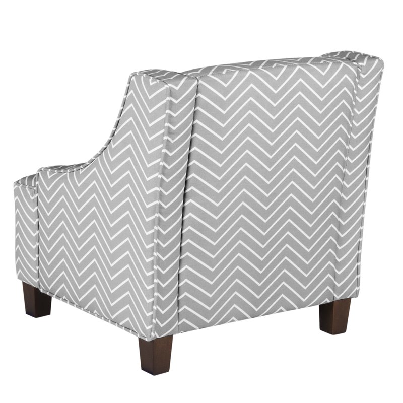 HomePop Cameron Wood and Fabric Juvenile Swoop Arm Accent Chair in Gray