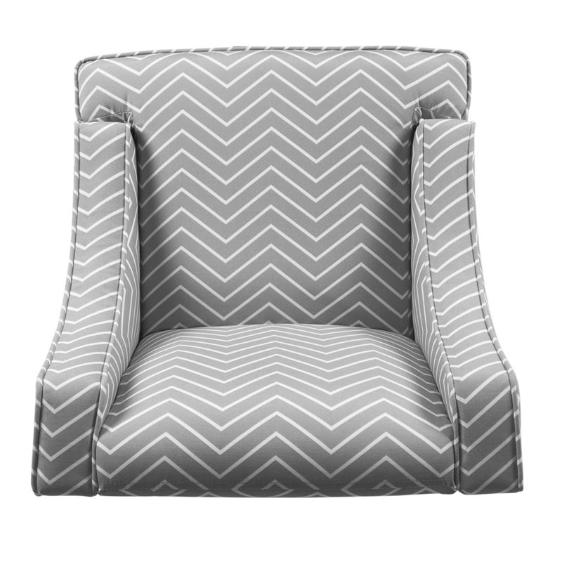 HomePop Cameron Wood and Fabric Juvenile Swoop Arm Accent Chair in Gray