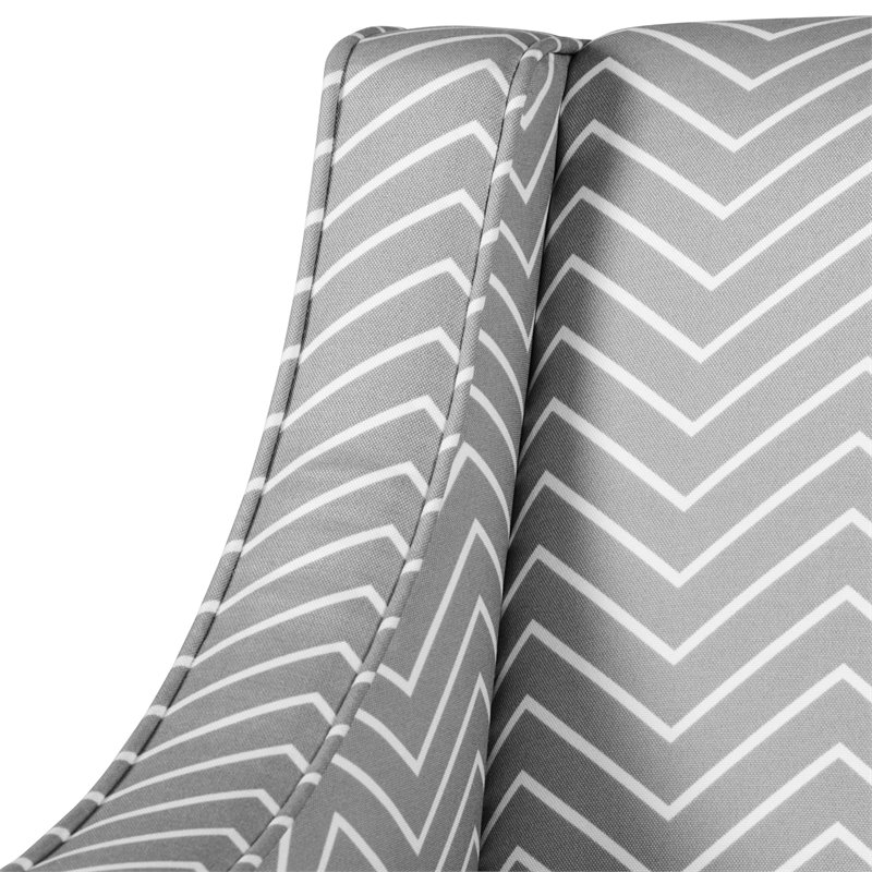 HomePop Cameron Wood and Fabric Juvenile Swoop Arm Accent Chair in Gray