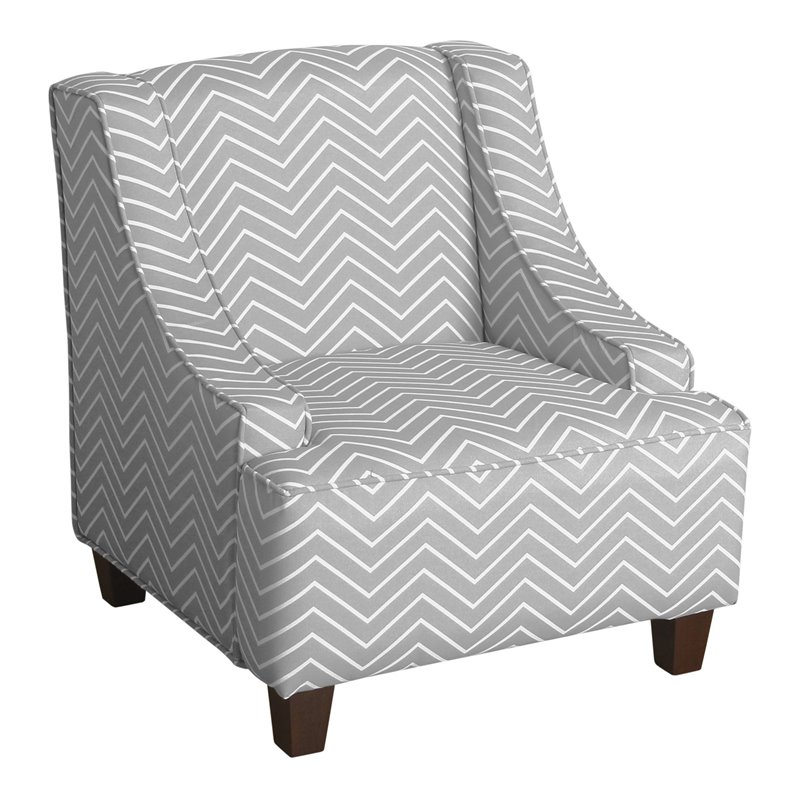 HomePop Cameron Wood and Fabric Juvenile Swoop Arm Accent Chair in Gray
