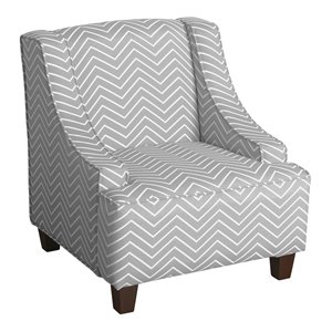 homepop cameron wood and fabric juvenile swoop arm accent chair in gray