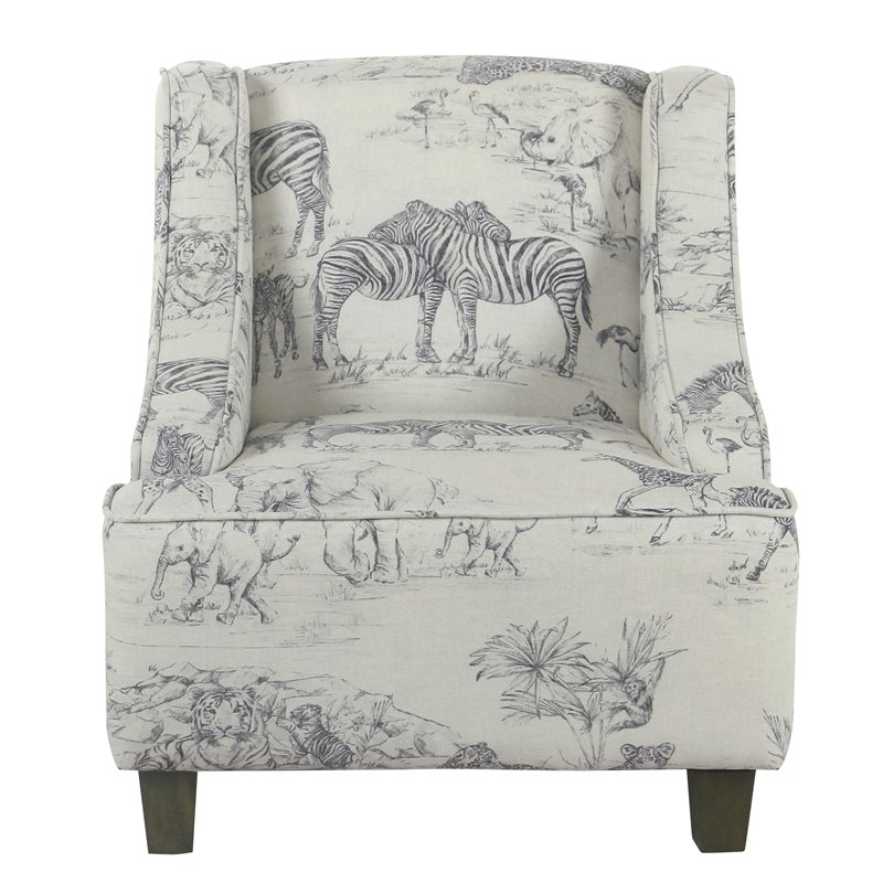 HomePop Transitional Wood and Fabric Kids' Jungle Swoop Chair in Gray Finish