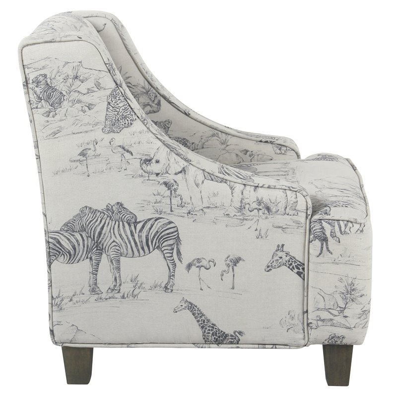 HomePop Transitional Wood and Fabric Kids' Jungle Swoop Chair in Gray Finish