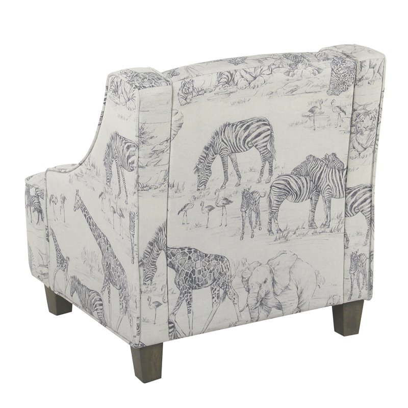 HomePop Transitional Wood and Fabric Kids' Jungle Swoop Chair in Gray Finish
