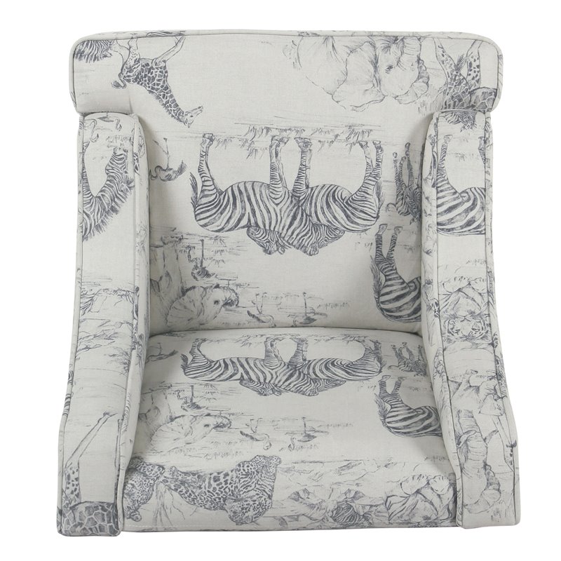 HomePop Transitional Wood and Fabric Kids' Jungle Swoop Chair in Gray Finish