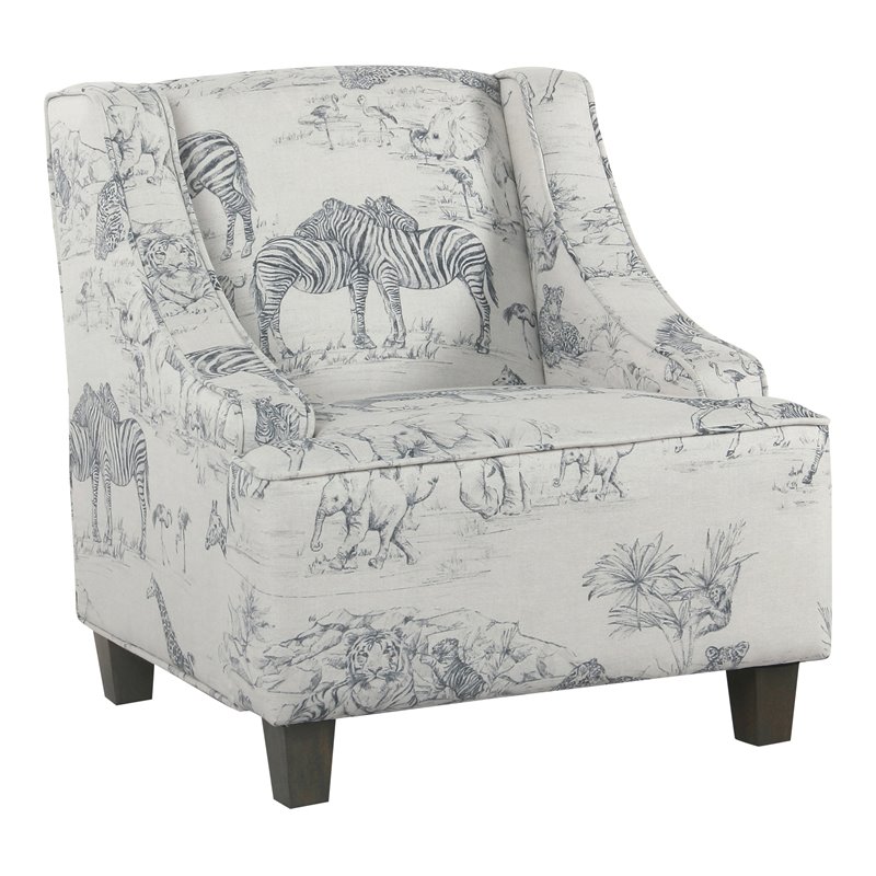 HomePop Transitional Wood and Fabric Kids' Jungle Swoop Chair in Gray Finish