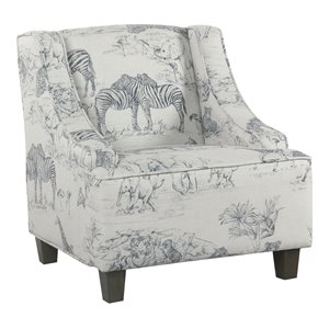 homepop transitional wood and fabric kids' jungle swoop chair in gray finish