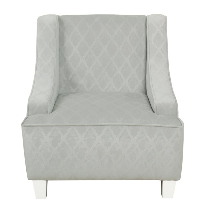 HomePop Transitional Wood and Velvet Juvenile Swoop Chair in Gray Finish