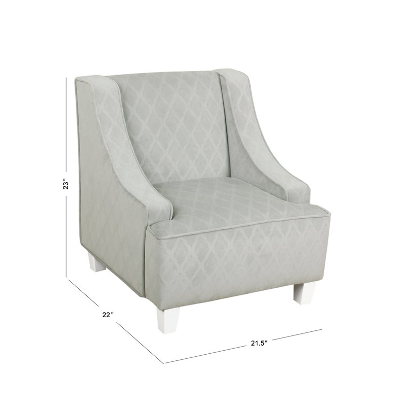 HomePop Transitional Wood and Velvet Juvenile Swoop Chair in Gray Finish