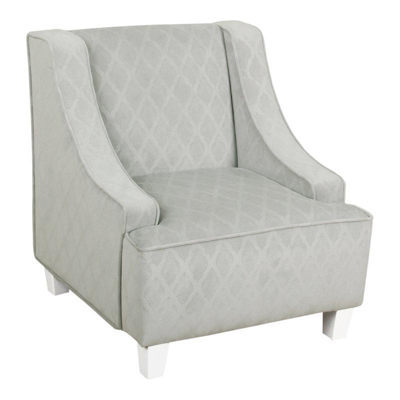HomePop Transitional Wood and Velvet Juvenile Swoop Chair in Gray Finish