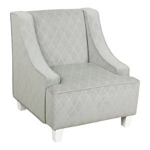 HomePop Transitional Wood and Velvet Juvenile Swoop Chair in Gray Finish
