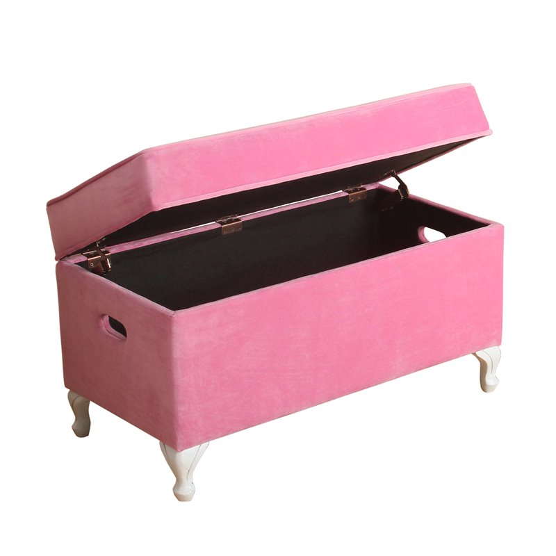 HomePop Traditional Fabric Diva Decorative Storage Bench in Pink