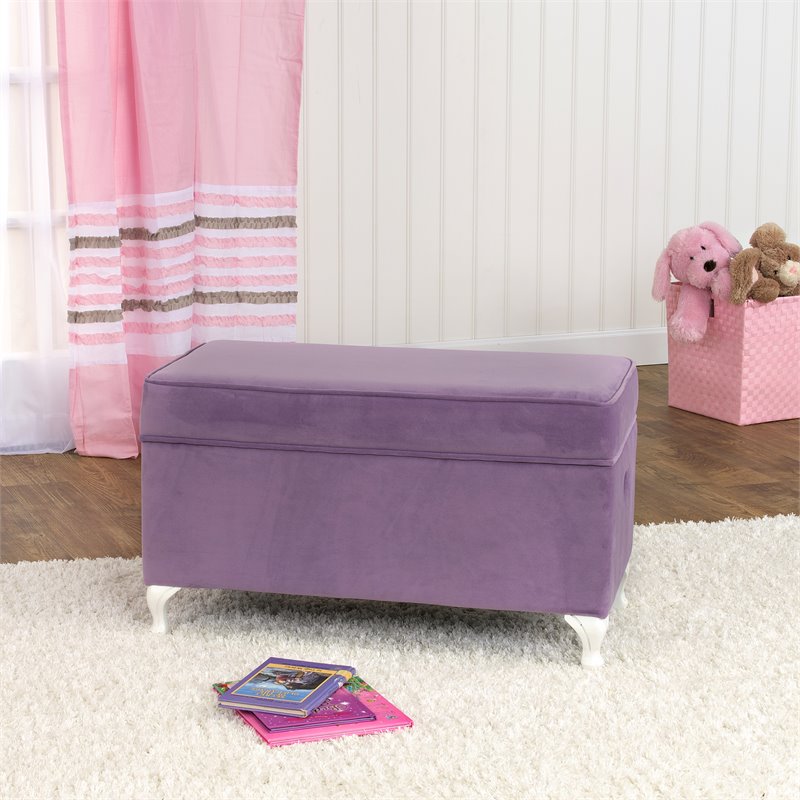 HomePop Traditional Fabric Diva Decorative Storage Bench in Purple
