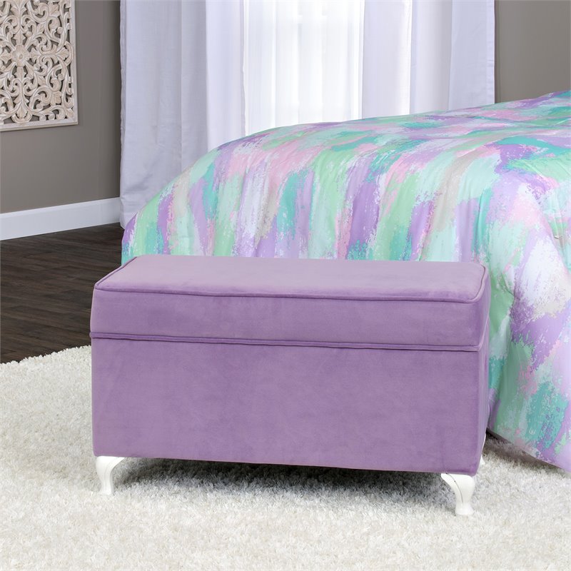 HomePop Traditional Fabric Diva Decorative Storage Bench in Purple