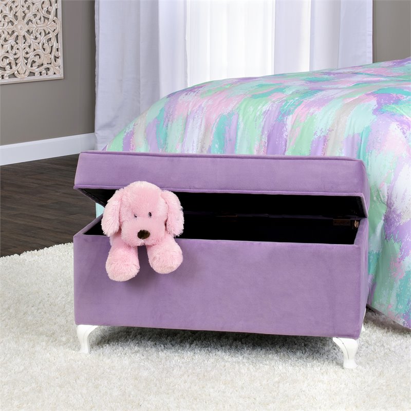 HomePop Traditional Fabric Diva Decorative Storage Bench in Purple