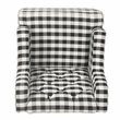 HomePop Wood and Cotton Plaid Pattern Kid's Tufted Wingback Chair in Black