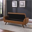 HomePop Modern Vegan Faux Leather Storage Bench with Wood Legs in Brown
