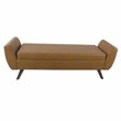 HomePop Modern Vegan Faux Leather Storage Bench with Wood Legs in Brown