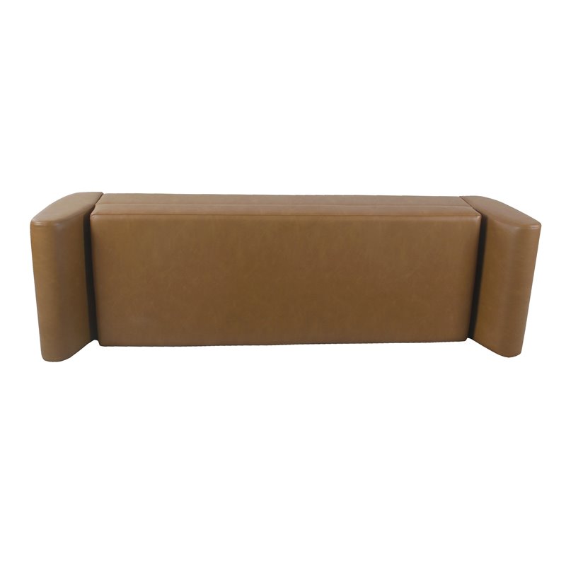 HomePop Modern Vegan Faux Leather Storage Bench with Wood Legs in Brown