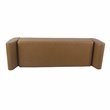 HomePop Modern Vegan Faux Leather Storage Bench with Wood Legs in Brown