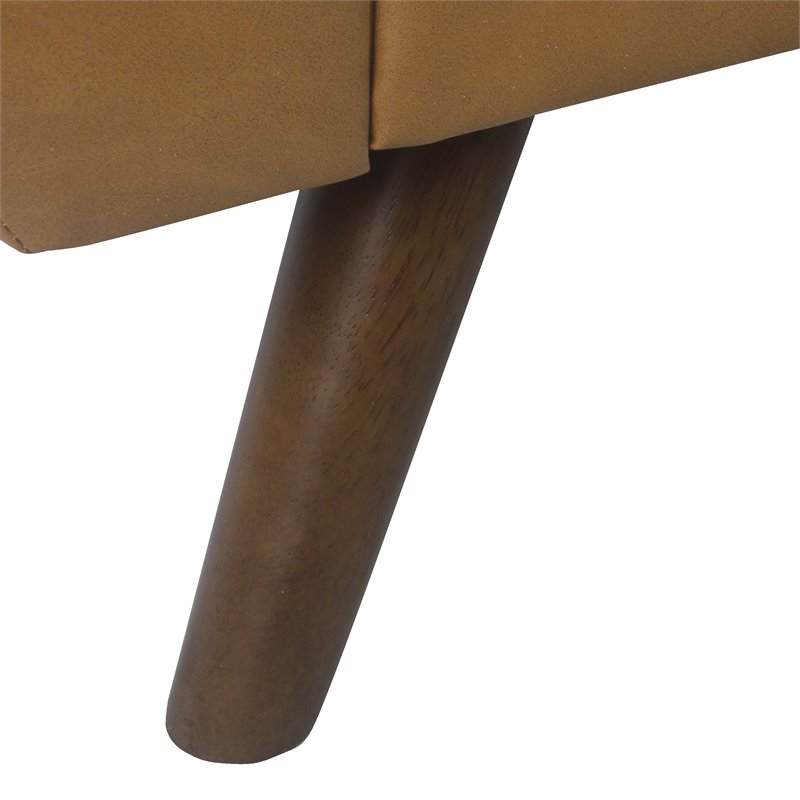 HomePop Modern Vegan Faux Leather Storage Bench with Wood Legs in Brown