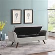 HomePop Modern Woven Fabric Storage Bench with Wood Legs in Gray
