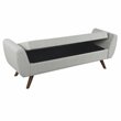 HomePop Modern Woven Fabric Storage Bench with Wood Legs in Gray