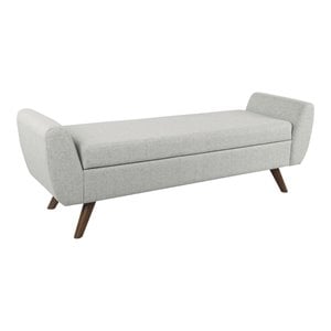 HomePop Modern Woven Fabric Storage Bench with Wood Legs in Gray