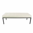 HomePop Tufted Modern Metal and Woven Fabric Bench in Cream/Matte Black