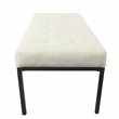 HomePop Tufted Modern Metal and Woven Fabric Bench in Cream/Matte Black