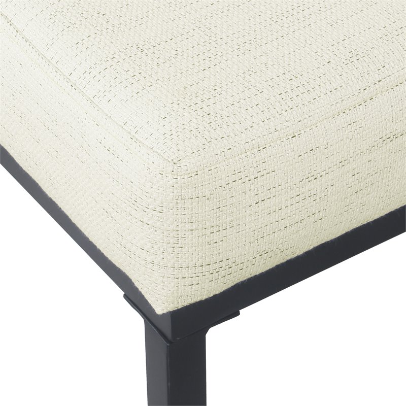 HomePop Tufted Modern Metal and Woven Fabric Bench in Cream/Matte Black