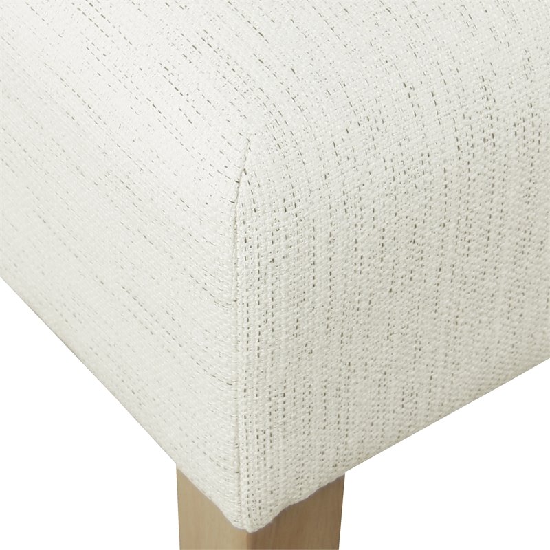 HomePop Square Transitional Wood and Woven Fabric Ottoman in Cream