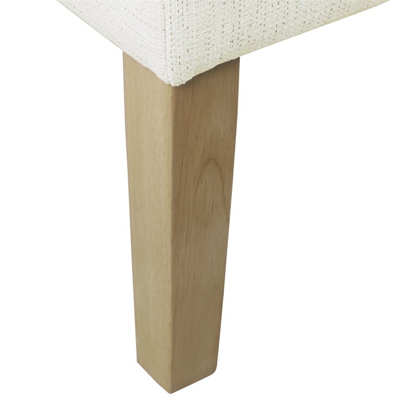 HomePop Square Transitional Wood and Woven Fabric Ottoman in Cream