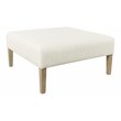 HomePop Square Transitional Wood and Woven Fabric Ottoman in Cream