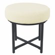 HomePop Round Transitional Metal and Faux Sheepskin Fabric Ottoman in Cream